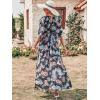 imageANRABESS Womens Summer Loose Boho Flowy Wrap V Neck 34 Sleeve Floral Print Slit Beach Wedding Guest Long Maxi DressesBlack Flor