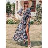 imageANRABESS Womens Summer Loose Boho Flowy Wrap V Neck 34 Sleeve Floral Print Slit Beach Wedding Guest Long Maxi DressesBlack Flor