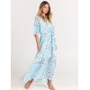 imageANRABESS Womens Summer Loose Boho Flowy Wrap V Neck 34 Sleeve Floral Print Slit Beach Wedding Guest Long Maxi DressesBlue Flor