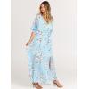 imageANRABESS Womens Summer Loose Boho Flowy Wrap V Neck 34 Sleeve Floral Print Slit Beach Wedding Guest Long Maxi DressesBlue Flor