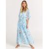 imageANRABESS Womens Summer Loose Boho Flowy Wrap V Neck 34 Sleeve Floral Print Slit Beach Wedding Guest Long Maxi DressesBlue Flor