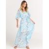 imageANRABESS Womens Summer Loose Boho Flowy Wrap V Neck 34 Sleeve Floral Print Slit Beach Wedding Guest Long Maxi DressesBlue Flor