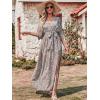 imageANRABESS Womens Summer Loose Boho Flowy Wrap V Neck 34 Sleeve Floral Print Slit Beach Wedding Guest Long Maxi DressesConch