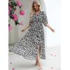 imageANRABESS Womens Summer Loose Boho Flowy Wrap V Neck 34 Sleeve Floral Print Slit Beach Wedding Guest Long Maxi DressesFloral Black White