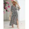 imageANRABESS Womens Summer Loose Boho Flowy Wrap V Neck 34 Sleeve Floral Print Slit Beach Wedding Guest Long Maxi DressesFloral Black White