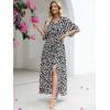 imageANRABESS Womens Summer Loose Boho Flowy Wrap V Neck 34 Sleeve Floral Print Slit Beach Wedding Guest Long Maxi DressesFloral Black White