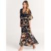 imageANRABESS Womens Summer Loose Boho Flowy Wrap V Neck 34 Sleeve Floral Print Slit Beach Wedding Guest Long Maxi DressesFloral Black Yellow