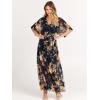 imageANRABESS Womens Summer Loose Boho Flowy Wrap V Neck 34 Sleeve Floral Print Slit Beach Wedding Guest Long Maxi DressesFloral Black Yellow