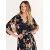 imageANRABESS Womens Summer Loose Boho Flowy Wrap V Neck 34 Sleeve Floral Print Slit Beach Wedding Guest Long Maxi DressesFloral Black Yellow