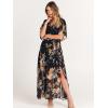 imageANRABESS Womens Summer Loose Boho Flowy Wrap V Neck 34 Sleeve Floral Print Slit Beach Wedding Guest Long Maxi DressesFloral Black Yellow