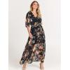 imageANRABESS Womens Summer Loose Boho Flowy Wrap V Neck 34 Sleeve Floral Print Slit Beach Wedding Guest Long Maxi DressesFloral Black Yellow