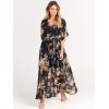 imageANRABESS Womens Summer Loose Boho Flowy Wrap V Neck 34 Sleeve Floral Print Slit Beach Wedding Guest Long Maxi DressesFloral Black Yellow