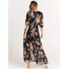imageANRABESS Womens Summer Loose Boho Flowy Wrap V Neck 34 Sleeve Floral Print Slit Beach Wedding Guest Long Maxi DressesFloral Black Yellow