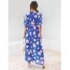imageANRABESS Womens Summer Loose Boho Flowy Wrap V Neck 34 Sleeve Floral Print Slit Beach Wedding Guest Long Maxi DressesFloral Blue