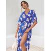 imageANRABESS Womens Summer Loose Boho Flowy Wrap V Neck 34 Sleeve Floral Print Slit Beach Wedding Guest Long Maxi DressesFloral Blue