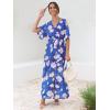 imageANRABESS Womens Summer Loose Boho Flowy Wrap V Neck 34 Sleeve Floral Print Slit Beach Wedding Guest Long Maxi DressesFloral Blue