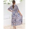 imageANRABESS Womens Summer Loose Boho Flowy Wrap V Neck 34 Sleeve Floral Print Slit Beach Wedding Guest Long Maxi DressesFloral Blue White
