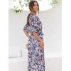 imageANRABESS Womens Summer Loose Boho Flowy Wrap V Neck 34 Sleeve Floral Print Slit Beach Wedding Guest Long Maxi DressesFloral Blue White