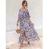 imageANRABESS Womens Summer Loose Boho Flowy Wrap V Neck 34 Sleeve Floral Print Slit Beach Wedding Guest Long Maxi DressesFloral Blue White