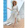 imageANRABESS Womens Summer Loose Boho Flowy Wrap V Neck 34 Sleeve Floral Print Slit Beach Wedding Guest Long Maxi DressesFloral Blue Yellow