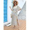 imageANRABESS Womens Summer Loose Boho Flowy Wrap V Neck 34 Sleeve Floral Print Slit Beach Wedding Guest Long Maxi DressesFloral Blue Yellow