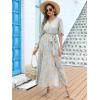 imageANRABESS Womens Summer Loose Boho Flowy Wrap V Neck 34 Sleeve Floral Print Slit Beach Wedding Guest Long Maxi DressesFloral Blue Yellow