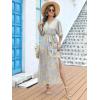 imageANRABESS Womens Summer Loose Boho Flowy Wrap V Neck 34 Sleeve Floral Print Slit Beach Wedding Guest Long Maxi DressesFloral Blue Yellow