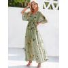 imageANRABESS Womens Summer Loose Boho Flowy Wrap V Neck 34 Sleeve Floral Print Slit Beach Wedding Guest Long Maxi DressesFloral Green