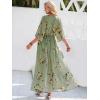 imageANRABESS Womens Summer Loose Boho Flowy Wrap V Neck 34 Sleeve Floral Print Slit Beach Wedding Guest Long Maxi DressesFloral Green
