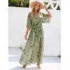 imageANRABESS Womens Summer Loose Boho Flowy Wrap V Neck 34 Sleeve Floral Print Slit Beach Wedding Guest Long Maxi DressesFloral Green