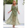 imageANRABESS Womens Summer Loose Boho Flowy Wrap V Neck 34 Sleeve Floral Print Slit Beach Wedding Guest Long Maxi DressesFloral Green