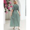imageANRABESS Womens Summer Loose Boho Flowy Wrap V Neck 34 Sleeve Floral Print Slit Beach Wedding Guest Long Maxi DressesFloral Green Pink