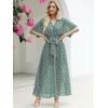 imageANRABESS Womens Summer Loose Boho Flowy Wrap V Neck 34 Sleeve Floral Print Slit Beach Wedding Guest Long Maxi DressesFloral Green Pink