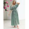 imageANRABESS Womens Summer Loose Boho Flowy Wrap V Neck 34 Sleeve Floral Print Slit Beach Wedding Guest Long Maxi DressesFloral Green Pink