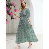imageANRABESS Womens Summer Loose Boho Flowy Wrap V Neck 34 Sleeve Floral Print Slit Beach Wedding Guest Long Maxi DressesFloral Green Pink