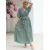imageANRABESS Womens Summer Loose Boho Flowy Wrap V Neck 34 Sleeve Floral Print Slit Beach Wedding Guest Long Maxi DressesFloral Green Pink