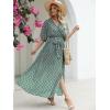imageANRABESS Womens Summer Loose Boho Flowy Wrap V Neck 34 Sleeve Floral Print Slit Beach Wedding Guest Long Maxi DressesFloral Green Pink