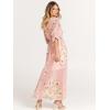 imageANRABESS Womens Summer Loose Boho Flowy Wrap V Neck 34 Sleeve Floral Print Slit Beach Wedding Guest Long Maxi DressesFloral Pink