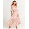 imageANRABESS Womens Summer Loose Boho Flowy Wrap V Neck 34 Sleeve Floral Print Slit Beach Wedding Guest Long Maxi DressesFloral Pink