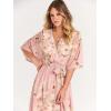 imageANRABESS Womens Summer Loose Boho Flowy Wrap V Neck 34 Sleeve Floral Print Slit Beach Wedding Guest Long Maxi DressesFloral Pink
