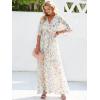 imageANRABESS Womens Summer Loose Boho Flowy Wrap V Neck 34 Sleeve Floral Print Slit Beach Wedding Guest Long Maxi DressesFloral Pink Blue