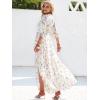 imageANRABESS Womens Summer Loose Boho Flowy Wrap V Neck 34 Sleeve Floral Print Slit Beach Wedding Guest Long Maxi DressesFloral Pink Blue