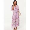 imageANRABESS Womens Summer Loose Boho Flowy Wrap V Neck 34 Sleeve Floral Print Slit Beach Wedding Guest Long Maxi DressesFloral Purple