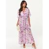 imageANRABESS Womens Summer Loose Boho Flowy Wrap V Neck 34 Sleeve Floral Print Slit Beach Wedding Guest Long Maxi DressesFloral Purple