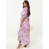 imageANRABESS Womens Summer Loose Boho Flowy Wrap V Neck 34 Sleeve Floral Print Slit Beach Wedding Guest Long Maxi DressesFloral Purple