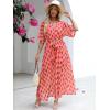imageANRABESS Womens Summer Loose Boho Flowy Wrap V Neck 34 Sleeve Floral Print Slit Beach Wedding Guest Long Maxi DressesFloral Red