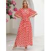 imageANRABESS Womens Summer Loose Boho Flowy Wrap V Neck 34 Sleeve Floral Print Slit Beach Wedding Guest Long Maxi DressesFloral Red