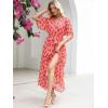 imageANRABESS Womens Summer Loose Boho Flowy Wrap V Neck 34 Sleeve Floral Print Slit Beach Wedding Guest Long Maxi DressesFloral Red