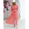 imageANRABESS Womens Summer Loose Boho Flowy Wrap V Neck 34 Sleeve Floral Print Slit Beach Wedding Guest Long Maxi DressesFloral Red