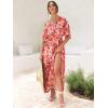 imageANRABESS Womens Summer Loose Boho Flowy Wrap V Neck 34 Sleeve Floral Print Slit Beach Wedding Guest Long Maxi DressesFloral Red Pink